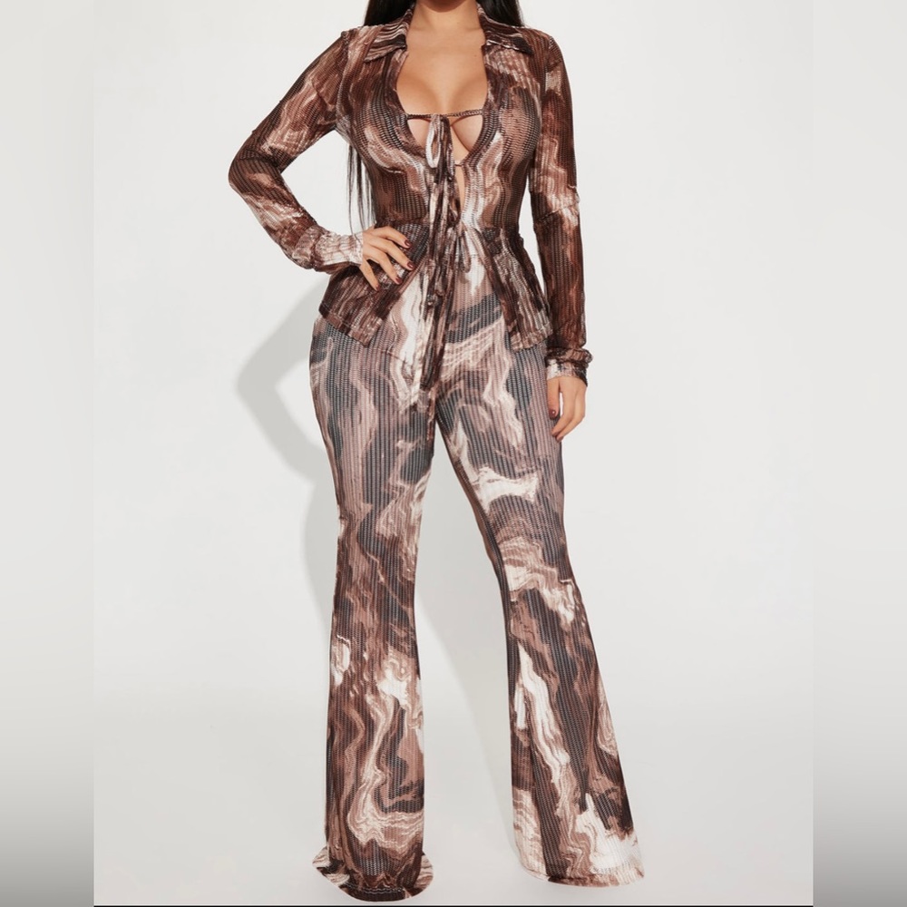 FashionNova Brown Pants Set